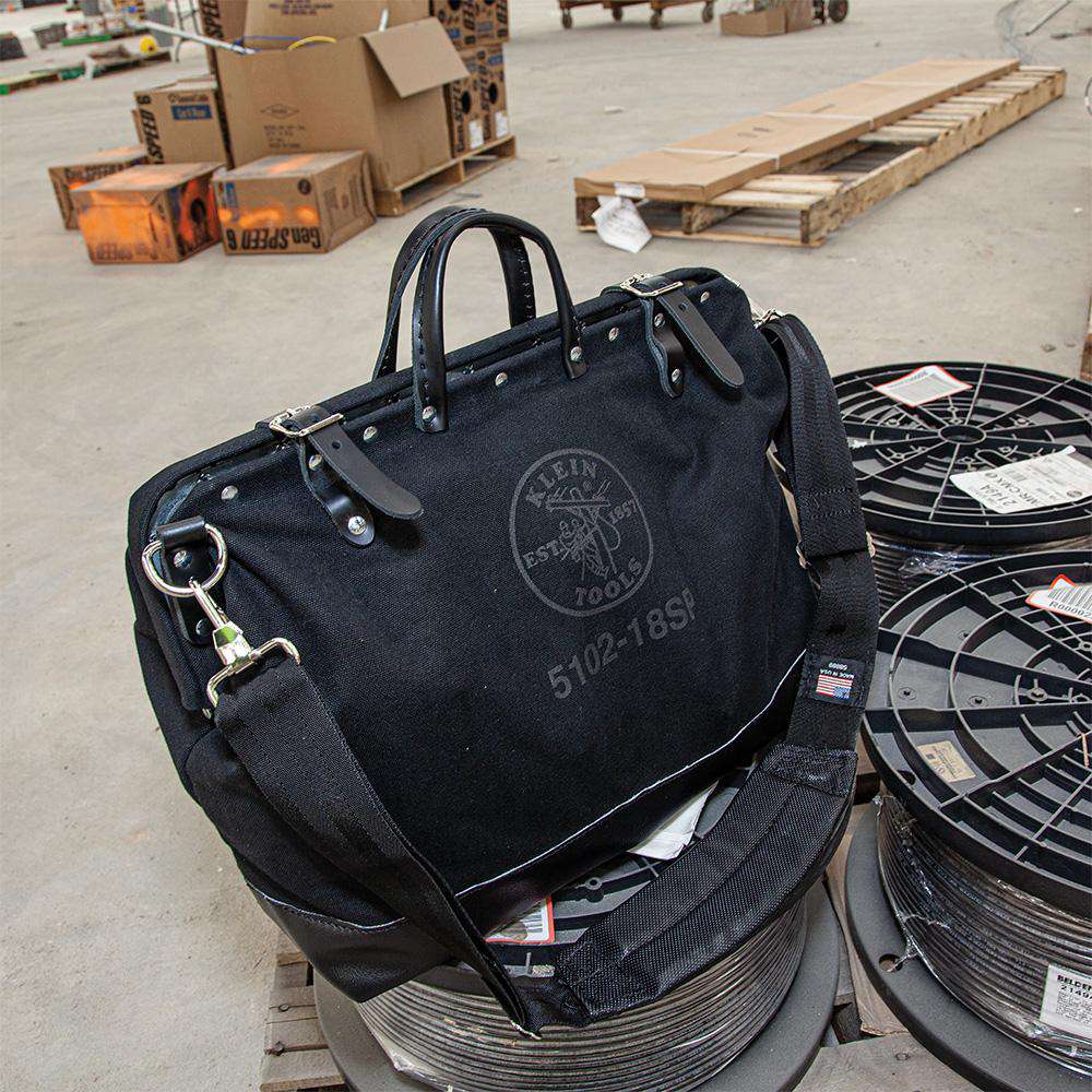 Klein Tools 510218SPBLK Deluxe Black Canvas Tool Bag, 18-Inch - Edmondson Supply