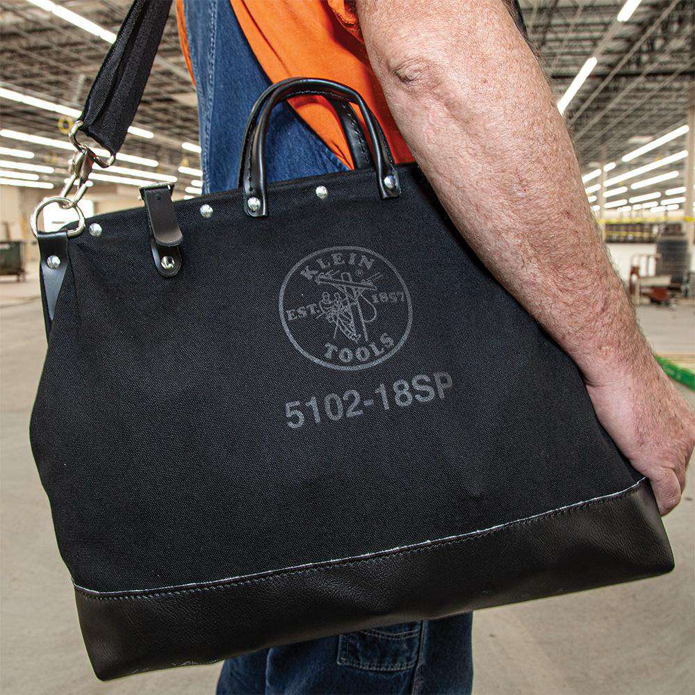 Klein Tools 510218SPBLK Deluxe Black Canvas Tool Bag, 18-Inch - Edmondson Supply