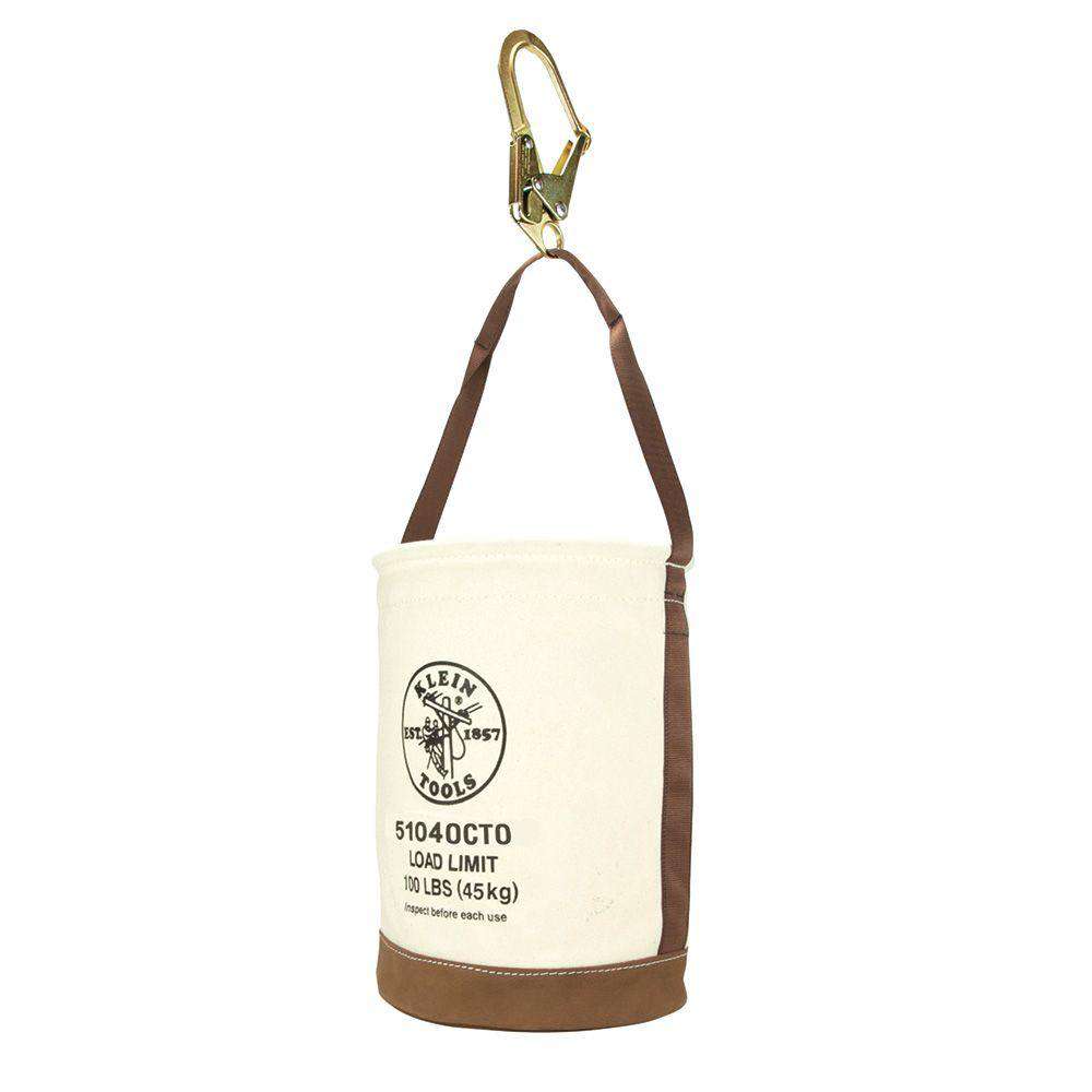 Klein Tools 5104OCTO Canvas Bucket, Leather Bottom, Connection Points, 12-Inch - Edmondson Supply