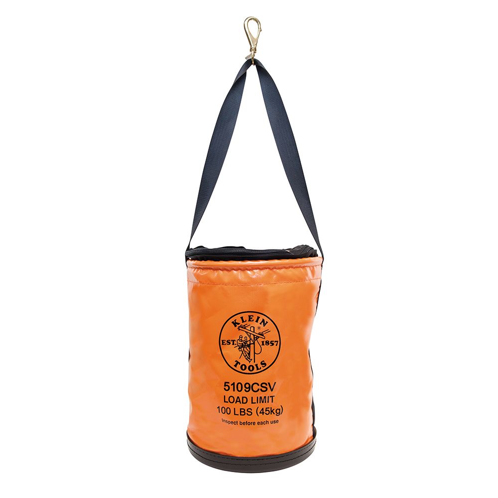 Klein Tools 5109CSV Utility Bucket, Vinyl Tool Bucket with Top Close, Swivel Snap, 12-Inch - Edmondson Supply