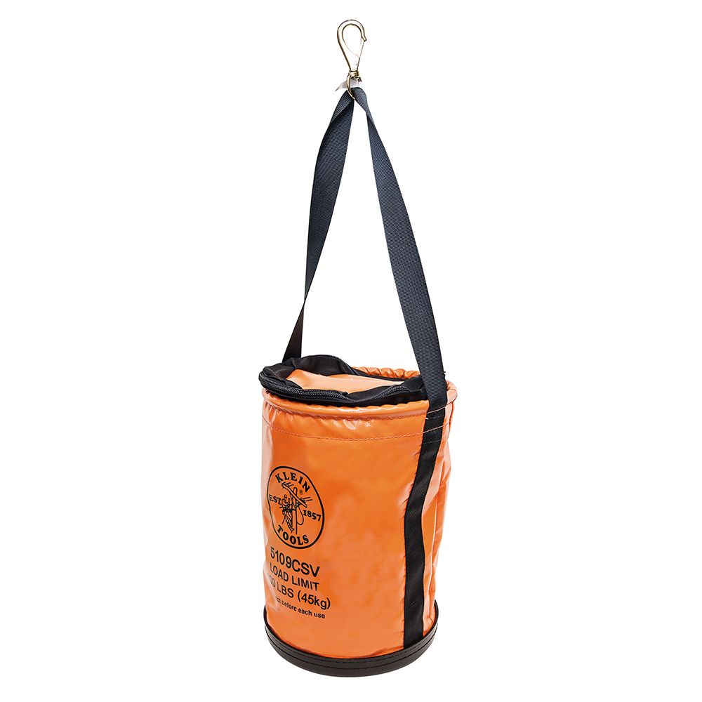 Klein Tools 5109CSV Utility Bucket, Vinyl Tool Bucket with Top Close, Swivel Snap, 12-Inch - Edmondson Supply
