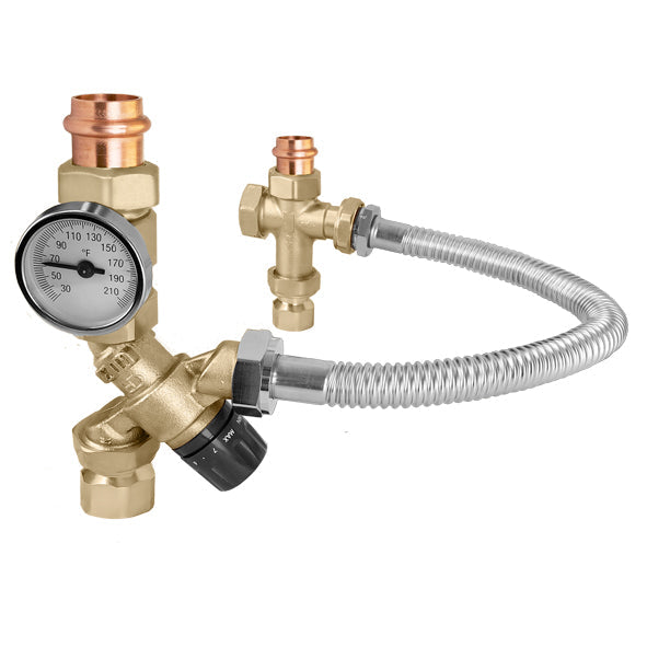 Caleffi 520516AX 3/4" Press Union TankMixer™ Mixing Valve with Temperature Gauge - Edmondson Supply