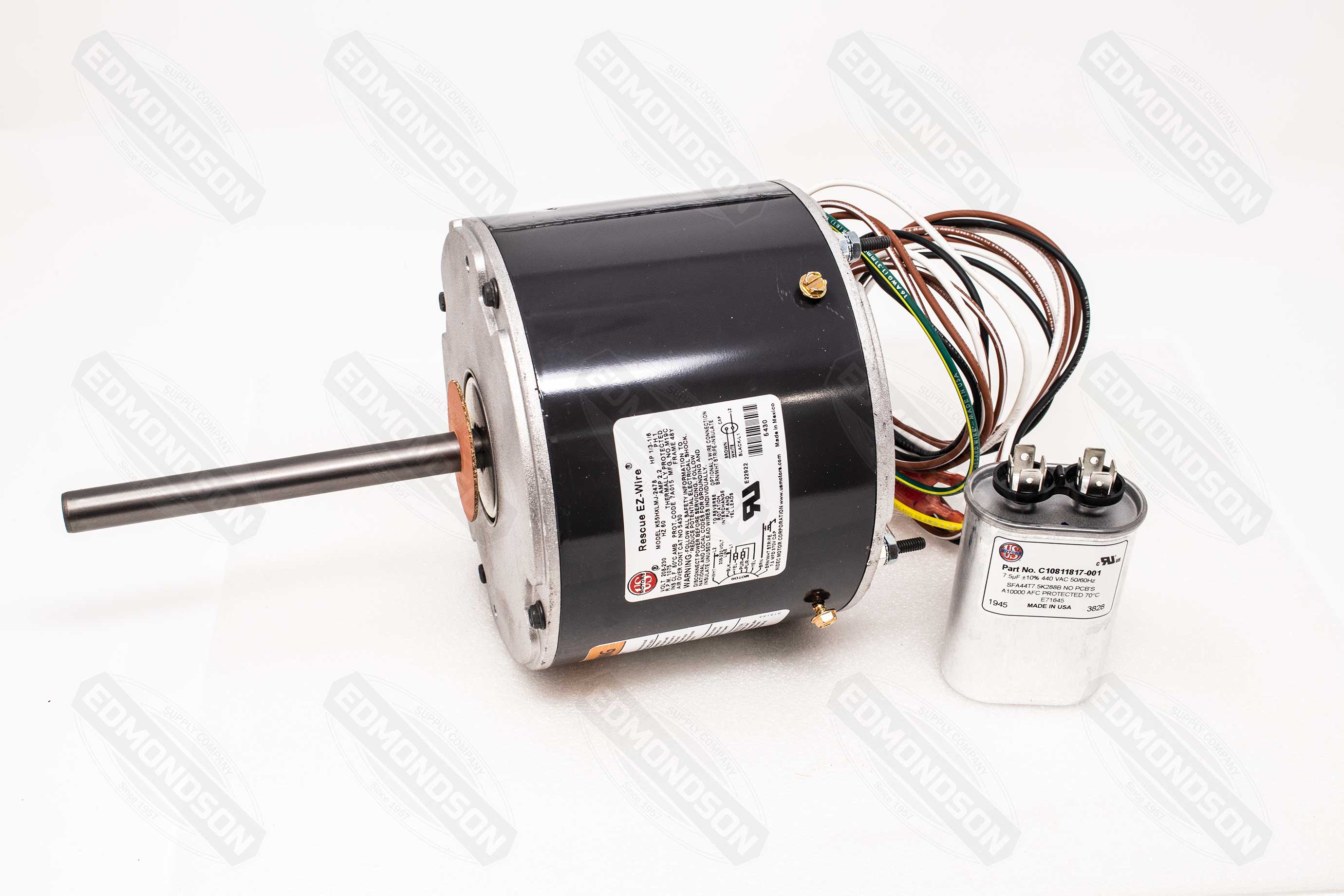 US Motors 5430 RESCUE® EZ-Wire 5.6" Condenser Fan Motor, 208-230V, 1/3-1/6 HP, 1075 RPM - Edmondson Supply