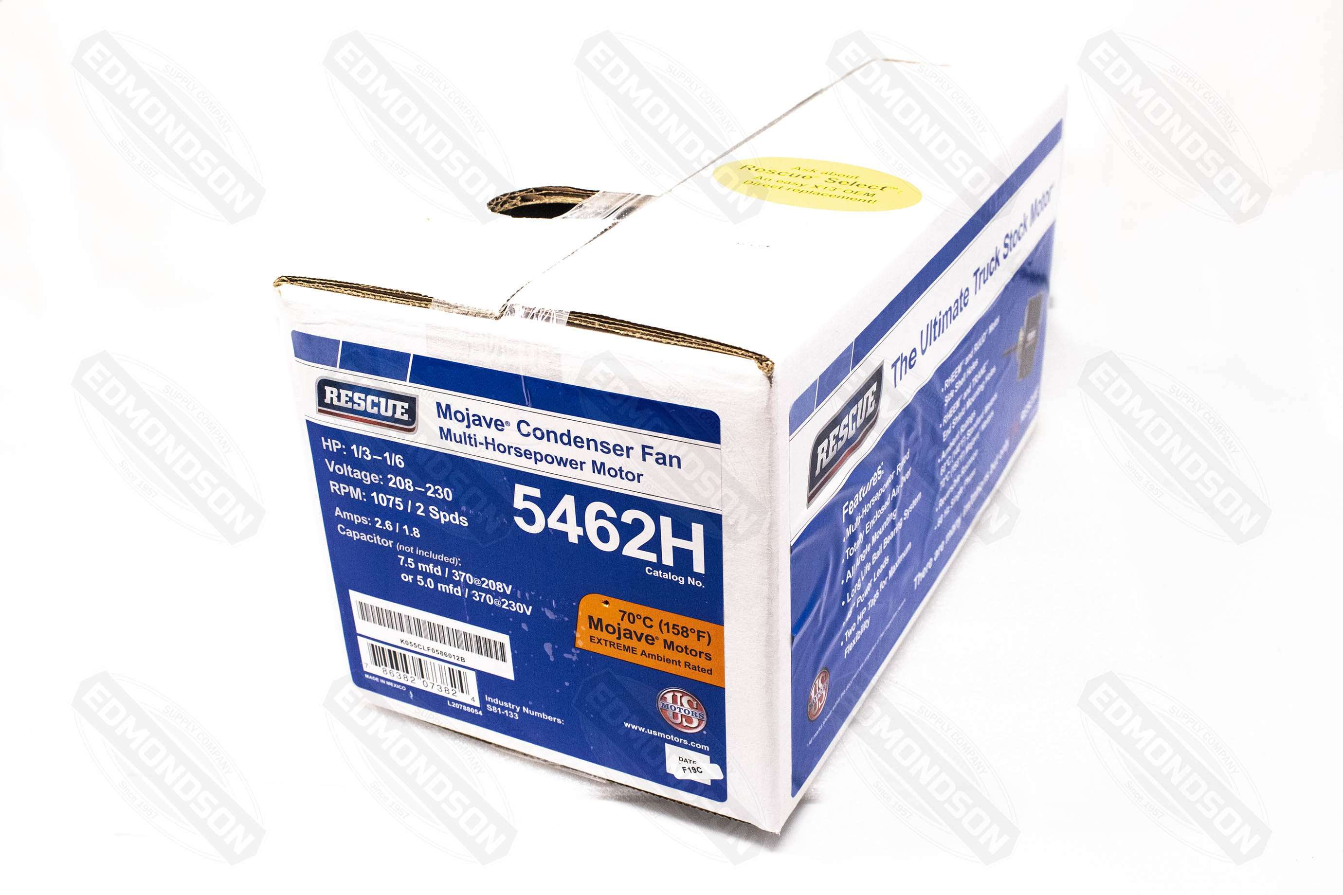 US Motors 5462H RESCUE MOJAVE 5.6" Condenser Fan Motor, 208-230V, 1/3-1/6 HP, 1075 RPM - Edmondson Supply