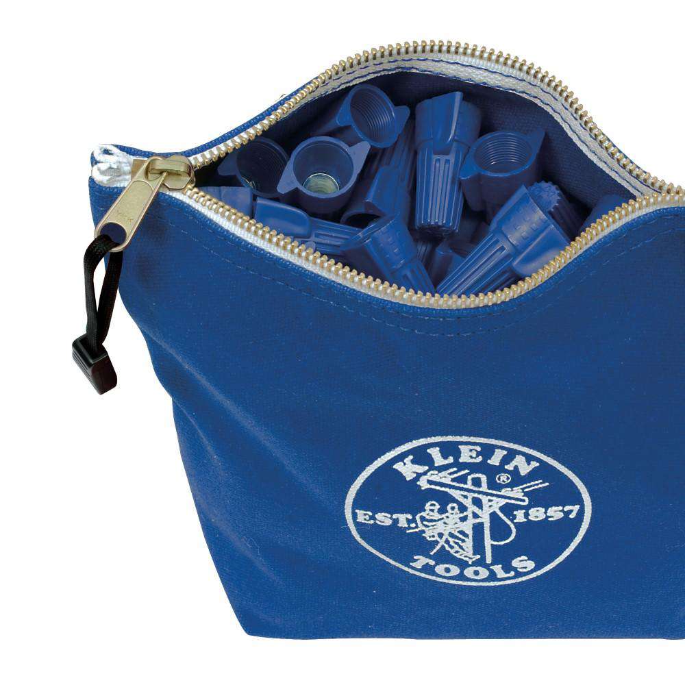 Klein Tools 5539BLU Zipper Bag, Canvas Consumables Tool Pouch, Blue - Edmondson Supply