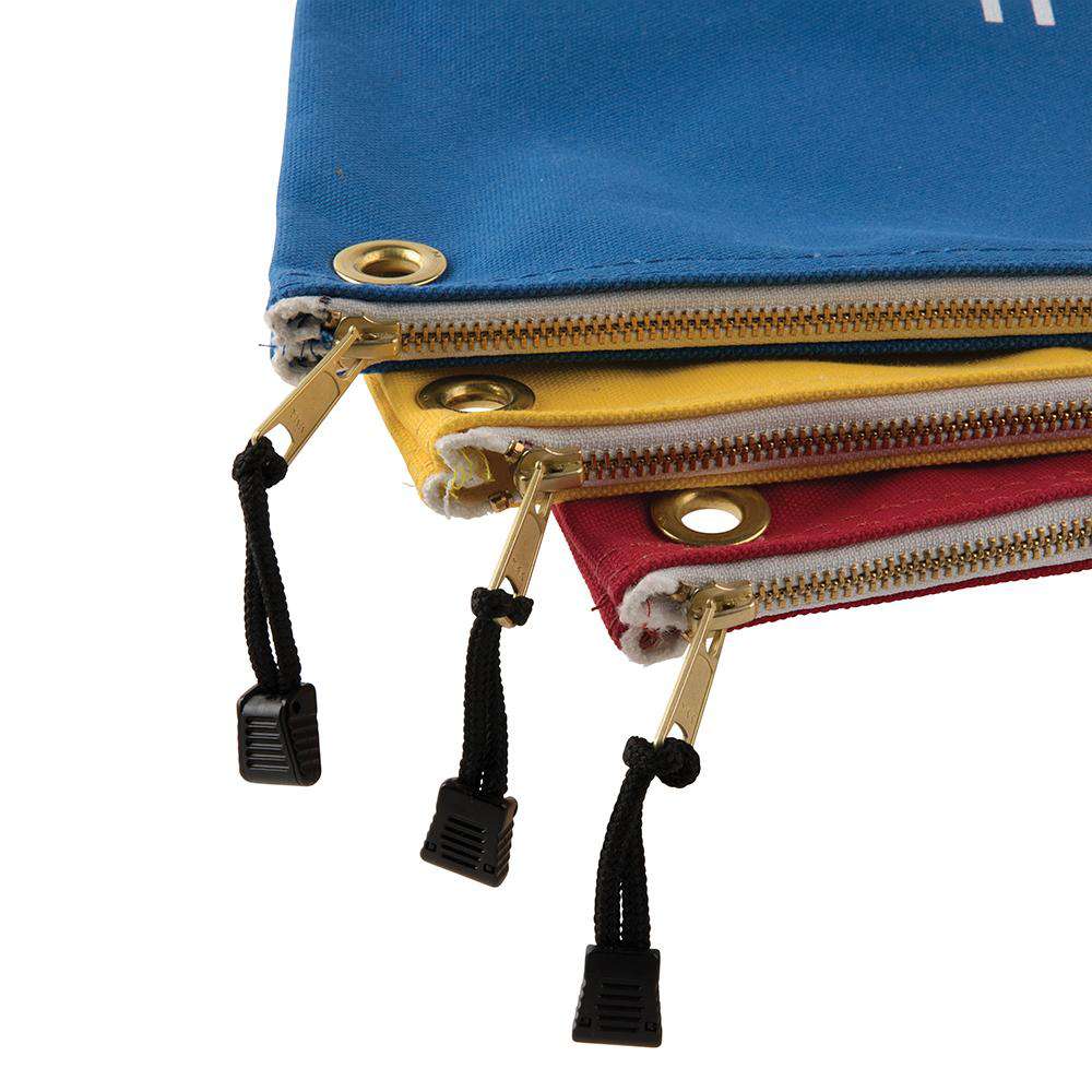 Klein Tools 5539LCPAK Canvas Bags with Zipper, Large Assorted Colors, 3 Pack - Edmondson Supply