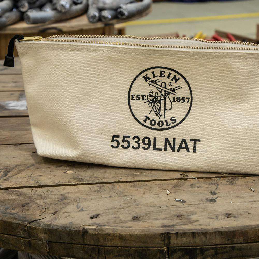 Klein Tools 5539LNAT Canvas Bag with Zipper, Large Natural - Edmondson Supply