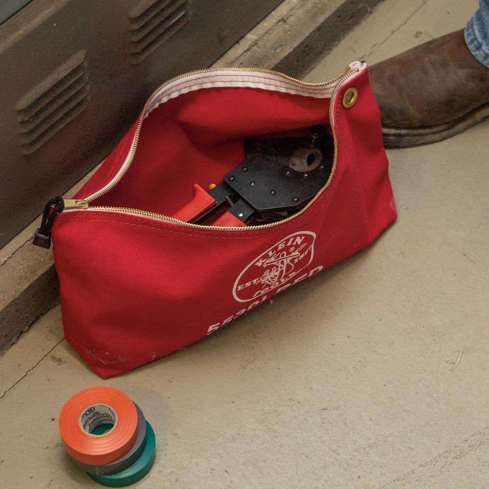 Klein Tools 5539LRED Canvas Bag with Zipper, Large Red - Edmondson Supply
