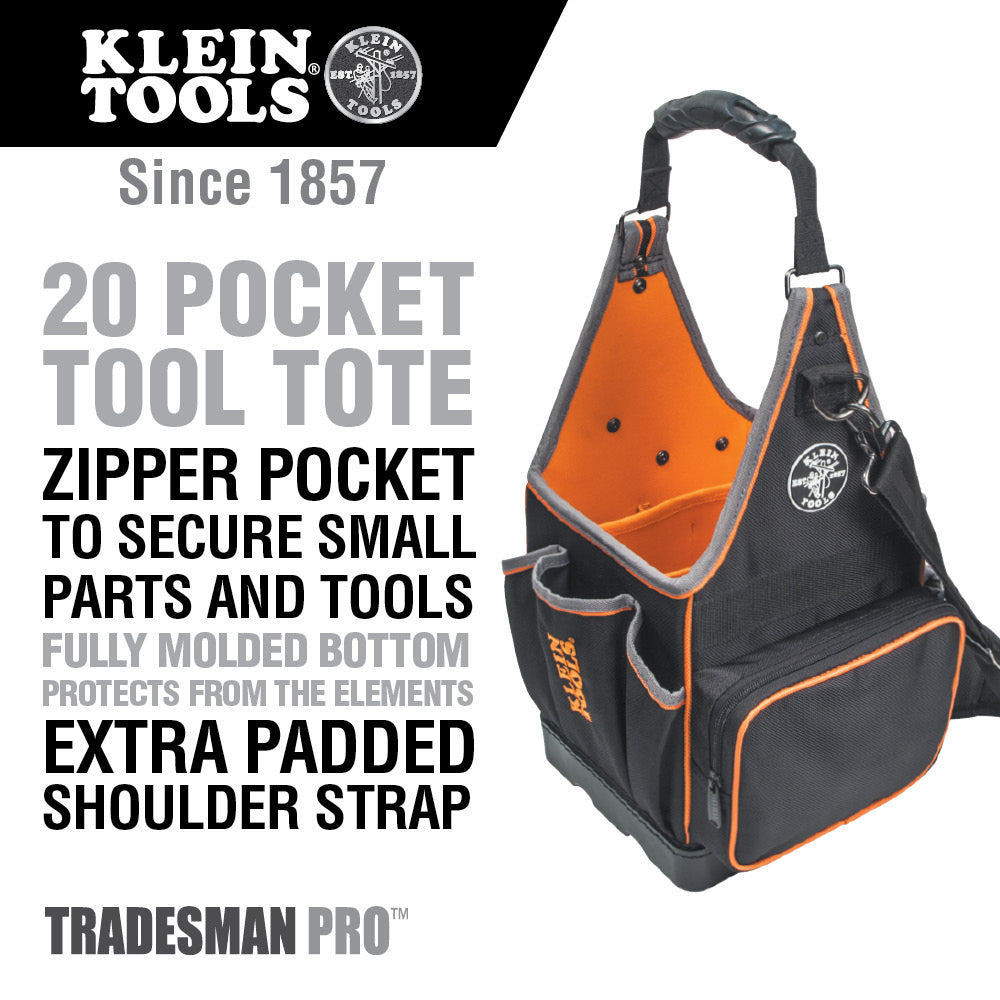 Klein Tools 554158-14 Tool Bag, Tradesman Pro™ Tool Tote, 20 Pockets, 8-Inch - Edmondson Supply