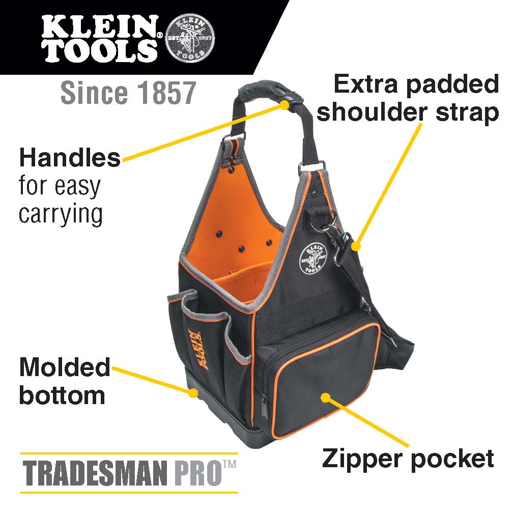 Klein Tools 554158-14 Tool Bag, Tradesman Pro™ Tool Tote, 20 Pockets, 8-Inch - Edmondson Supply