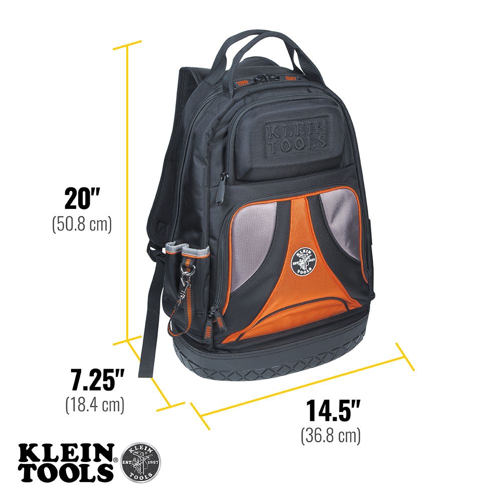 Klein Tools 55421BP-14 Tradesman Pro™ Tool Bag Backpack, 39 Pockets, Black, 14-Inch - Edmondson Supply