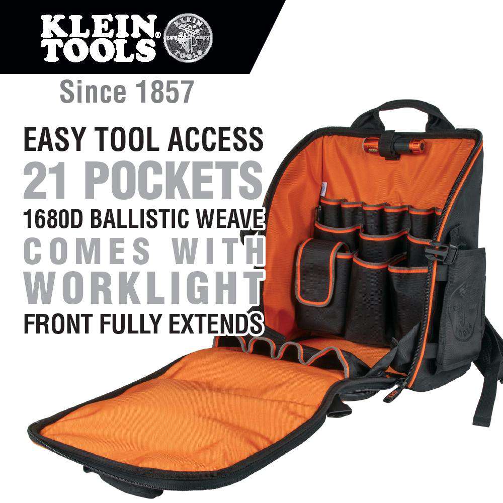 Klein Tools 55655 Tradesman Pro™ Tool Station Backpack with Worklight - Edmondson Supply