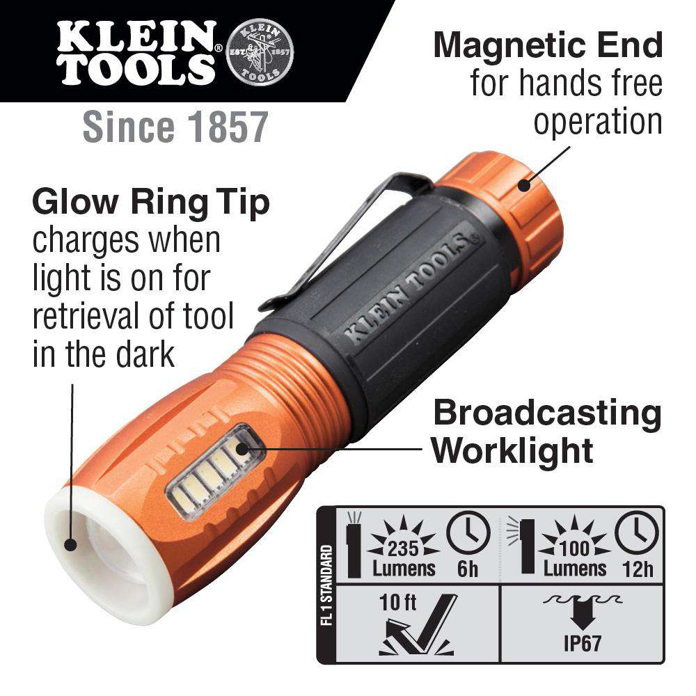 Klein Tools 56028 Flashlight with Worklight - LED Flashlight - Edmondson Supply