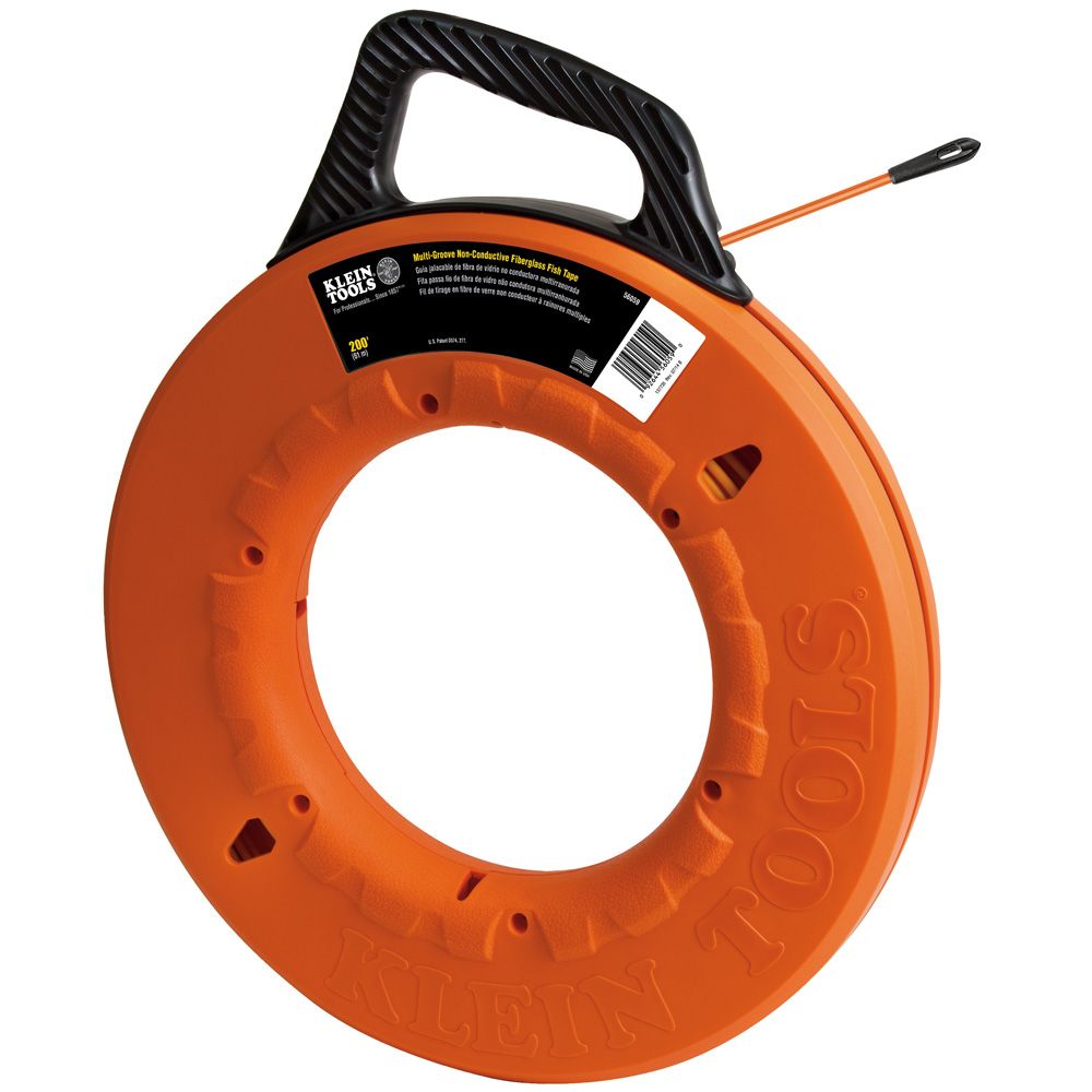 Klein Tools 56059Multi-Groove Fiberglass Fish Tape with Non-Conductive Leader, 200-Foot - Edmondson Supply