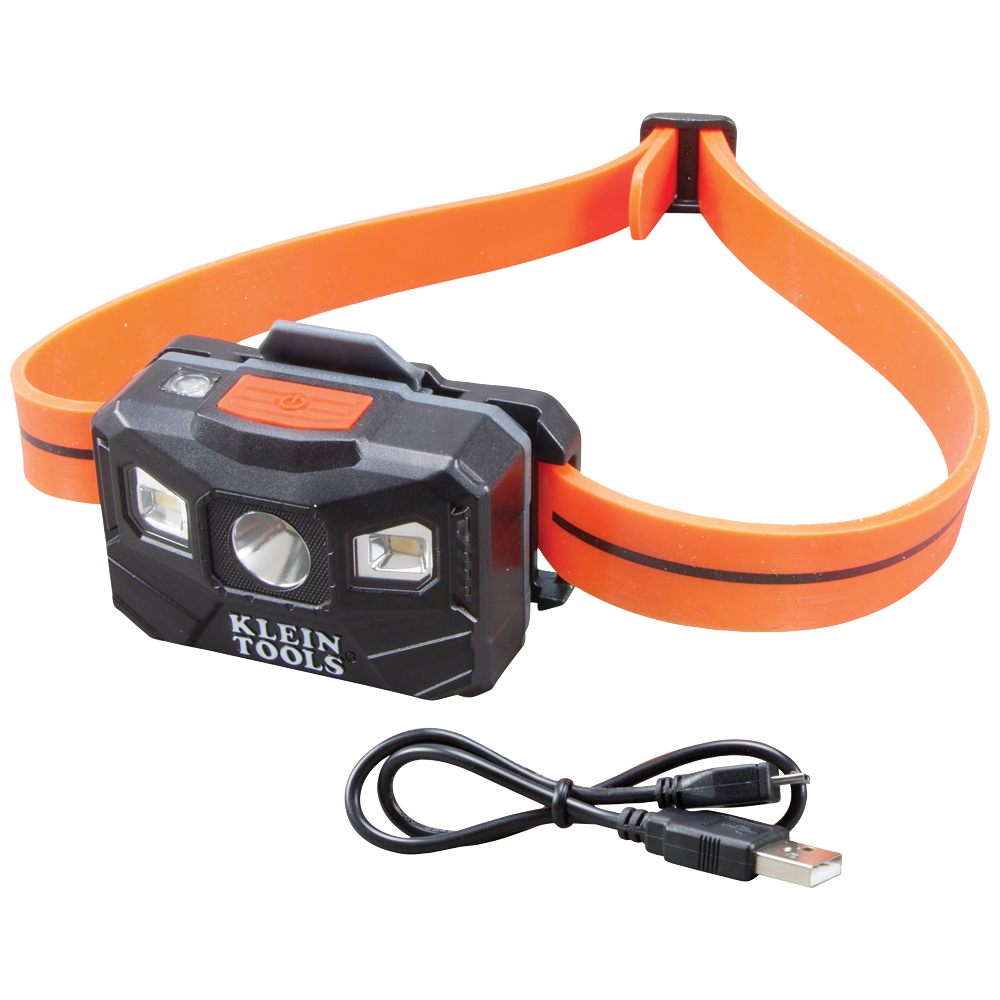 Klein Tools 56064 Rechargeable Headlamp with Silicone Strap, 400 Lumens, All-Day Runtime - Edmondson Supply
