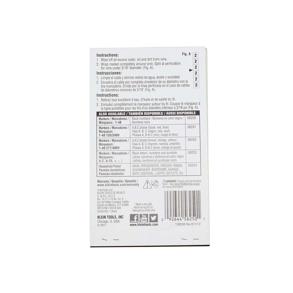 Klein Tools 56250 Wire Marker Book, 1-48 - Edmondson Supply