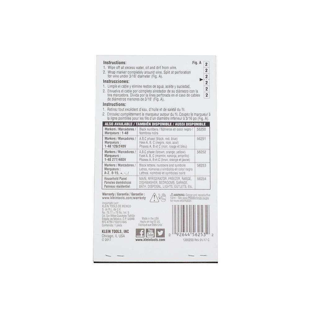 Klein Tools 56253 Wire Marker Book-Black Letters, Numbers and Symbols - Edmondson Supply