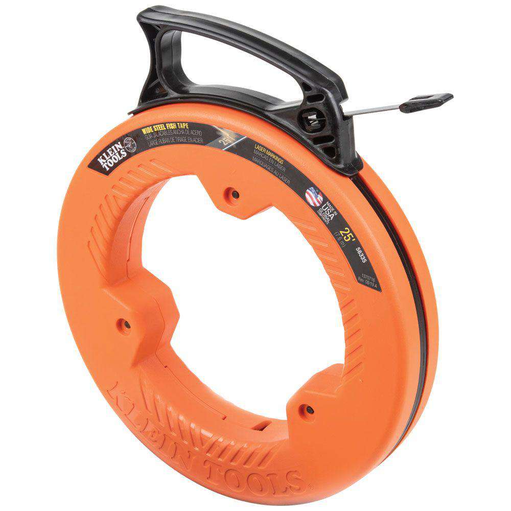 Klein Tools 56335 Wide Steel Fish Tape, 1/4-Inch x 25-Foot - Edmondson Supply