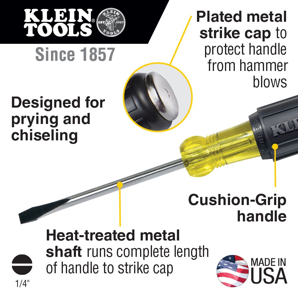 Klein Tools 602-4DD 1/4-Inch Keystone Demolition Driver, 4-Inch Shank - Edmondson Supply