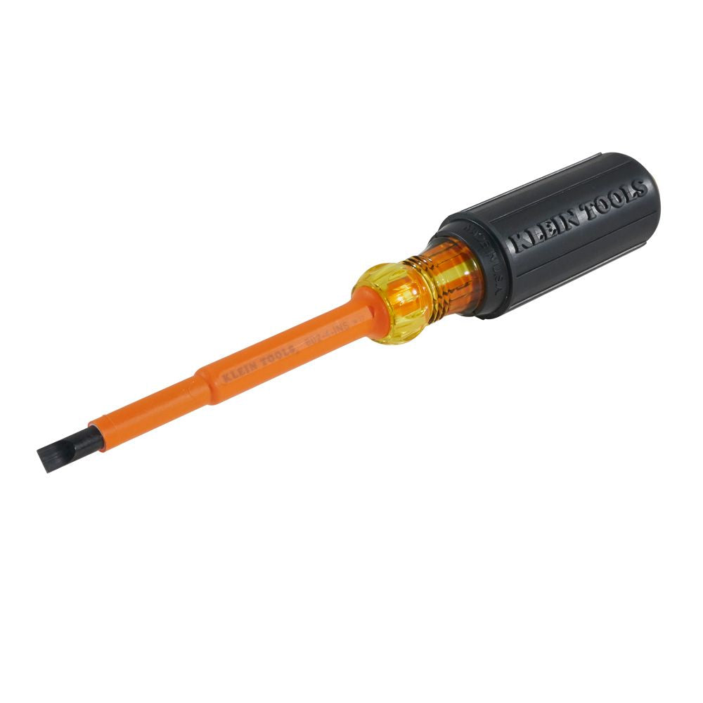 Klein Tools 602-4-INS Insulated Screwdriver, 1/4-Inch Cabinet, 4-Inch Round Shank - Edmondson Supply