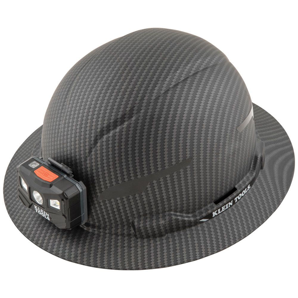 Klein Tools 60346 Hard Hat, Premium KARBN™ Pattern, Non-Vented Full Brim, Class E, Lamp - Edmondson Supply