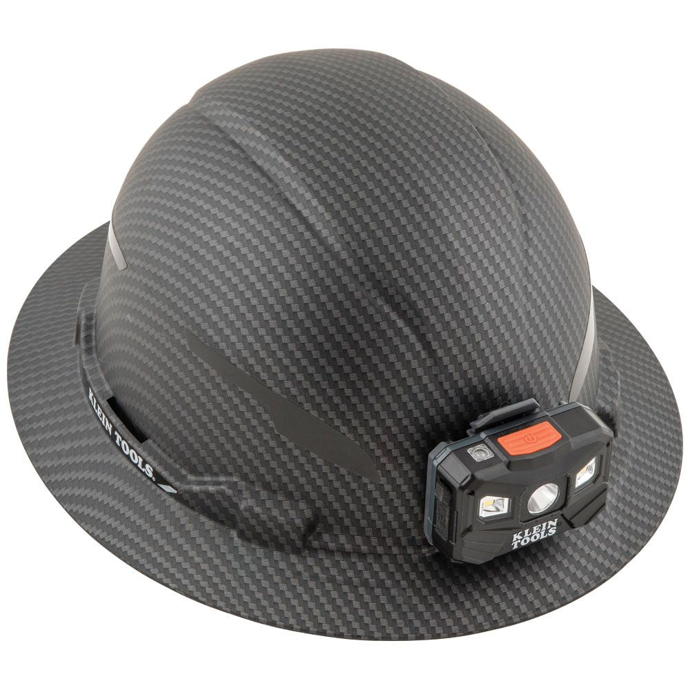 Klein Tools 60346 Hard Hat, Premium KARBN™ Pattern, Non-Vented Full Brim, Class E, Lamp - Edmondson Supply