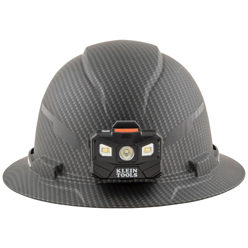 Klein Tools 60346 Hard Hat, Premium KARBN™ Pattern, Non-Vented Full Brim, Class E, Lamp - Edmondson Supply