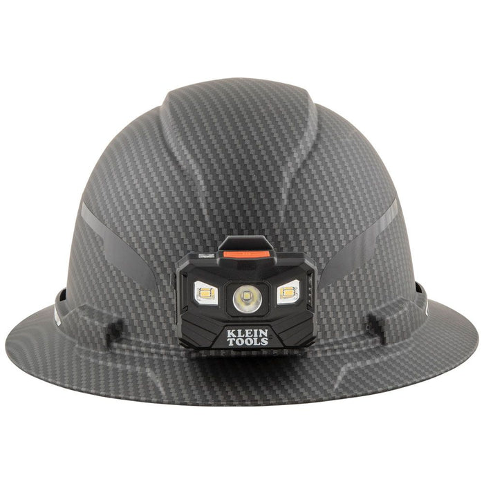 Klein Tools 60346 Hard Hat, Premium KARBN™ Pattern, Non-Vented Full Brim, Class E, Lamp