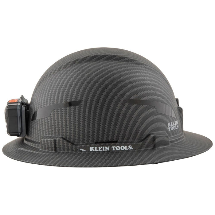 Klein Tools 60346 Hard Hat, Premium KARBN™ Pattern, Non-Vented Full Brim, Class E, Lamp