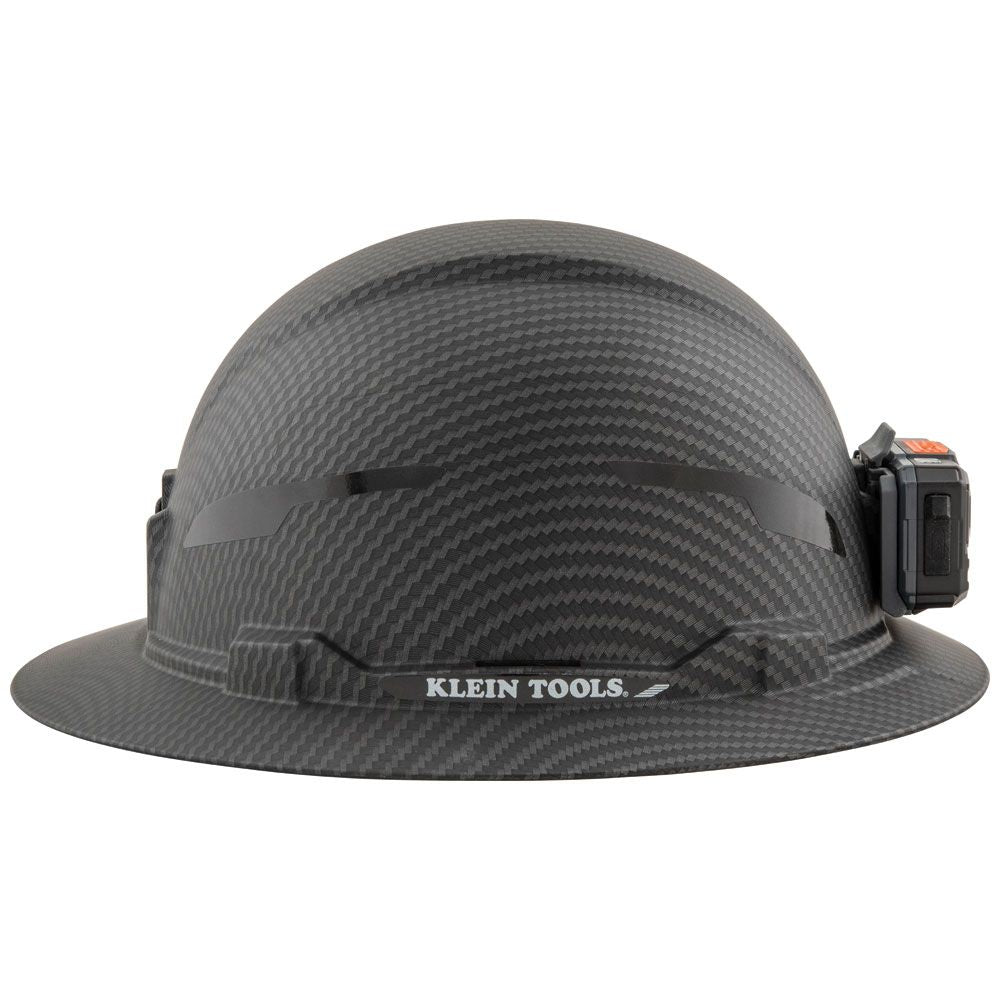 Klein Tools 60346 Hard Hat, Premium KARBN™ Pattern, Non-Vented Full Brim, Class E, Lamp - Edmondson Supply