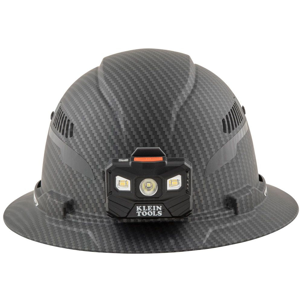 Klein Tools 60347 Hard Hat, Premium KARBN™ Pattern, Vented Full Brim, Class C, Lamp - Edmonson Supply