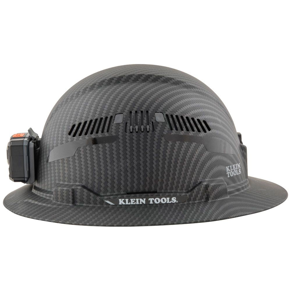 Klein Tools 60347 Hard Hat, Premium KARBN™ Pattern, Vented Full Brim, Class C, Lamp - Edmonson Supply