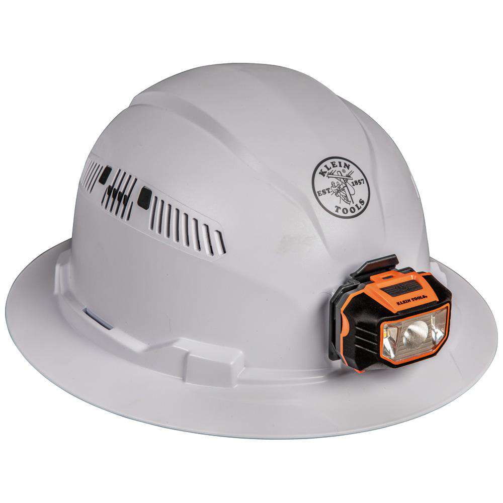 Klein Tools 60407 Hard Hat, Vented, Full Brim with Headlamp - Edmondson Supply