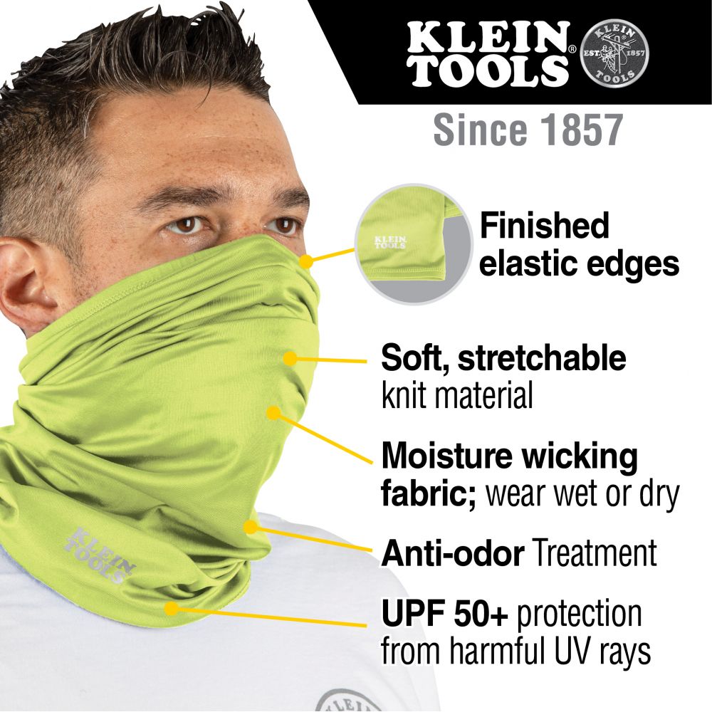 Klein Tools 60465 Neck and Face Cooling Band, High-Visibility Yellow - Edmondson Supply