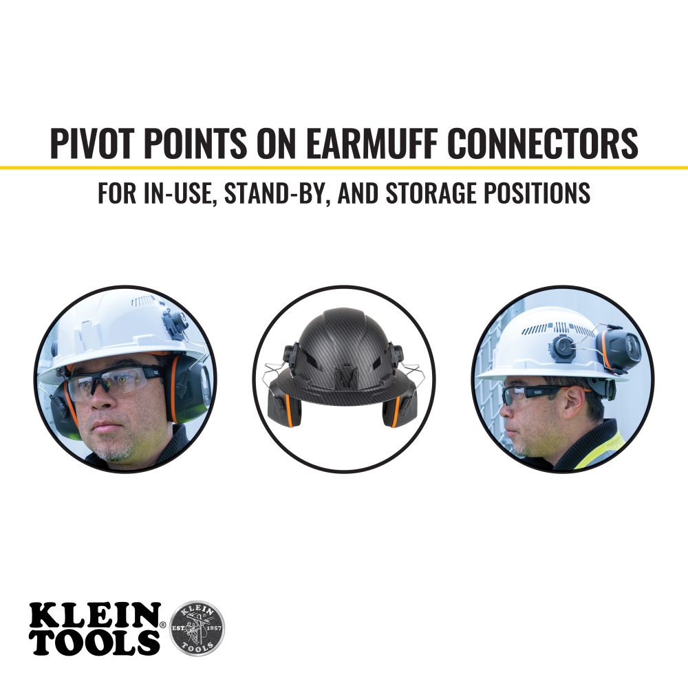 Klein Tools 60502 Hard Hat Earmuffs, Full Brim Style - Edmondson Supply