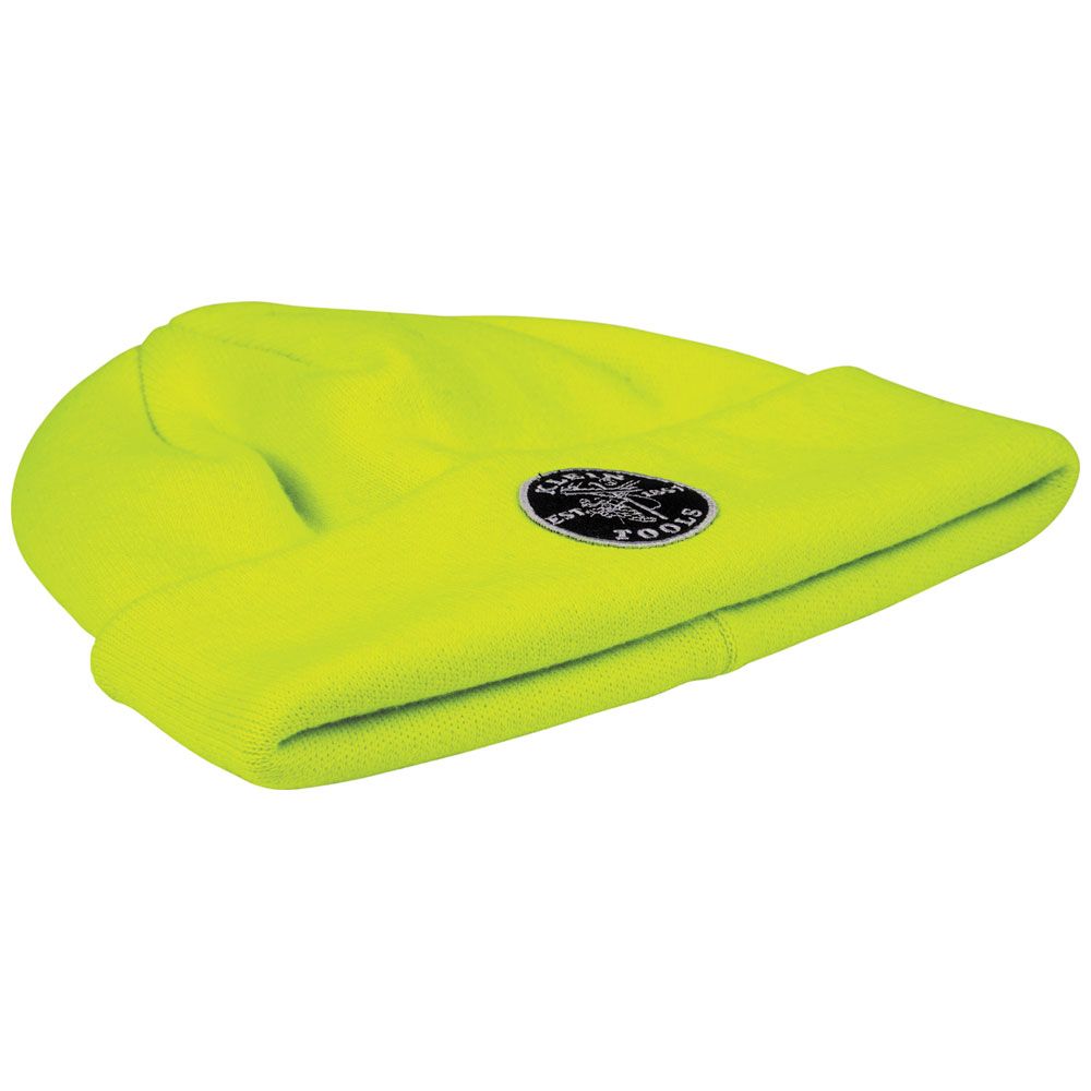 Klein Tools 60568 Heavy Knit Hat, High-Visibility Yellow, Patch Logo - Edmondson Supply
