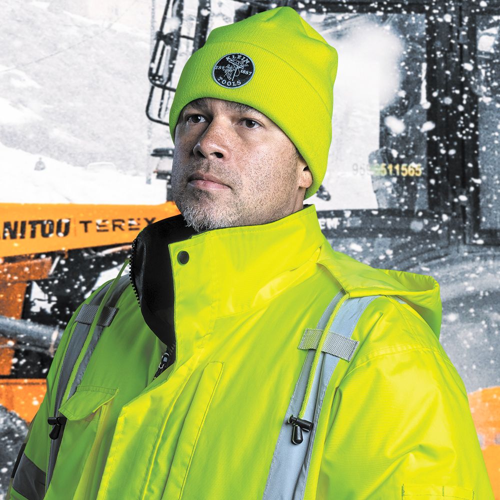 Klein Tools 60568 Heavy Knit Hat, High-Visibility Yellow, Patch Logo - Edmondson Supply