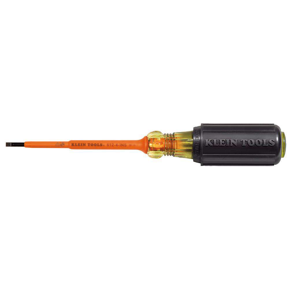 Klein Tools 612-4-INS Insulated 1/8-Inch Slotted Screwdriver, 4-Inch - Edmondson Supply
