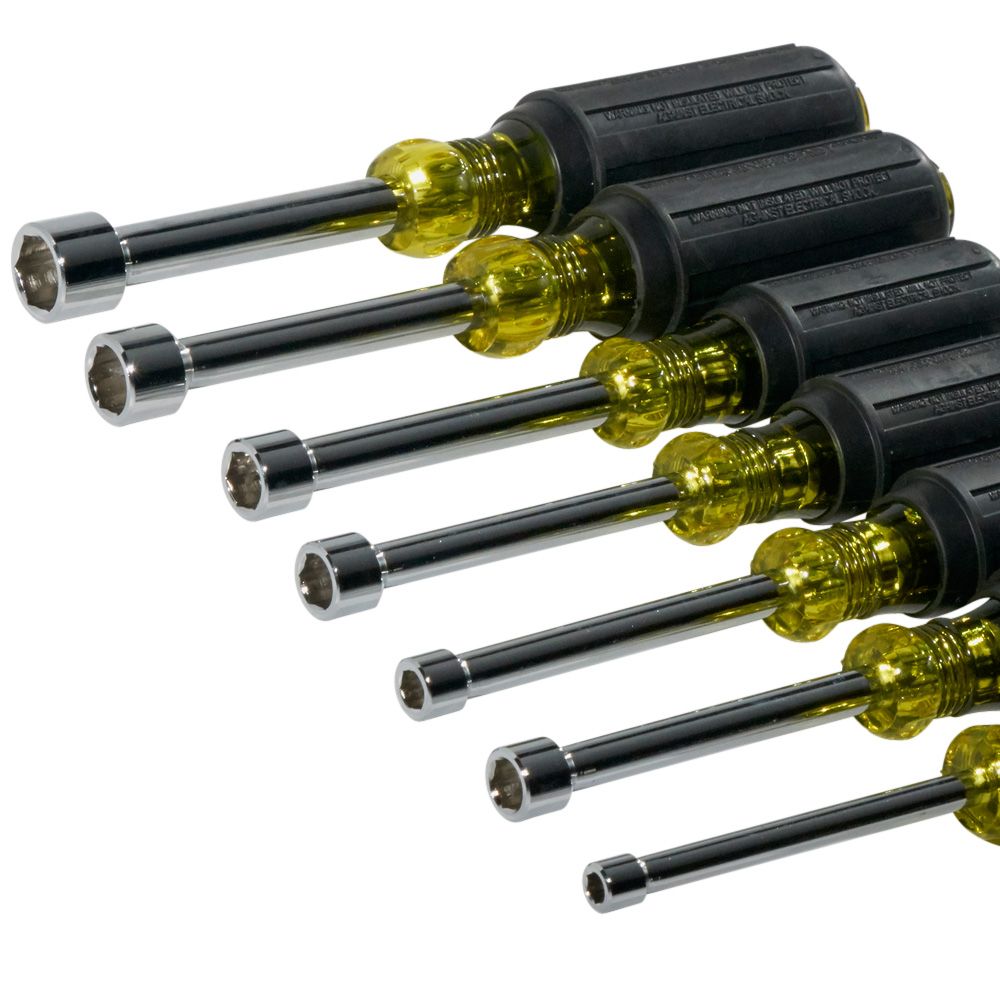Klein Tools 631 Nut Driver Set, 3-Inch Shafts, Cushion Grip, 7-Piece - Edmondson Supply