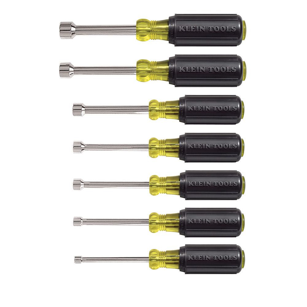 Klein Tools 631 Nut Driver Set, 3-Inch Shafts, Cushion Grip, 7-Piece - Edmondson Supply