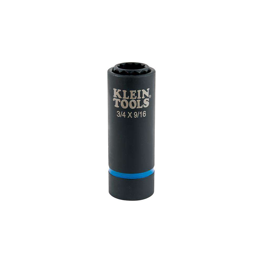 Klein Tools 66001 2-in-1 Impact Socket, 12-Point, 3/4 and 9/16-Inch - Edmondson Supply