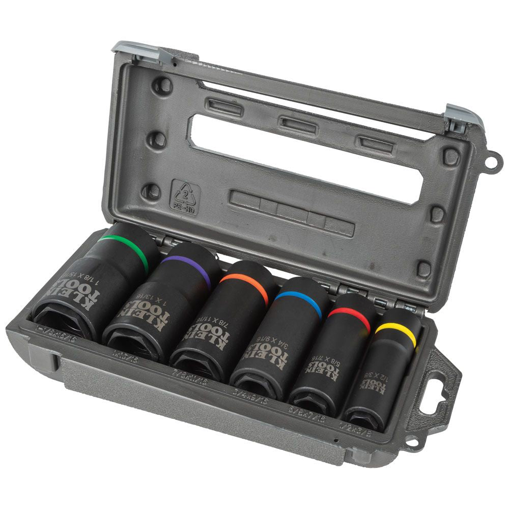 Klein Tools 66060 2-in-1 Impact Socket Set, 6-Point, 6-Piece - Edmondson Supply