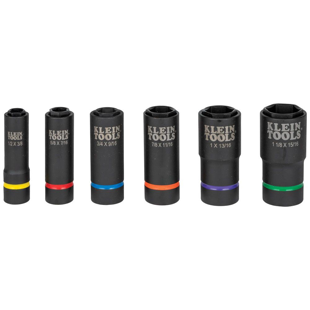 Klein Tools 66060 2-in-1 Impact Socket Set, 6-Point, 6-Piece - Edmondson Supply