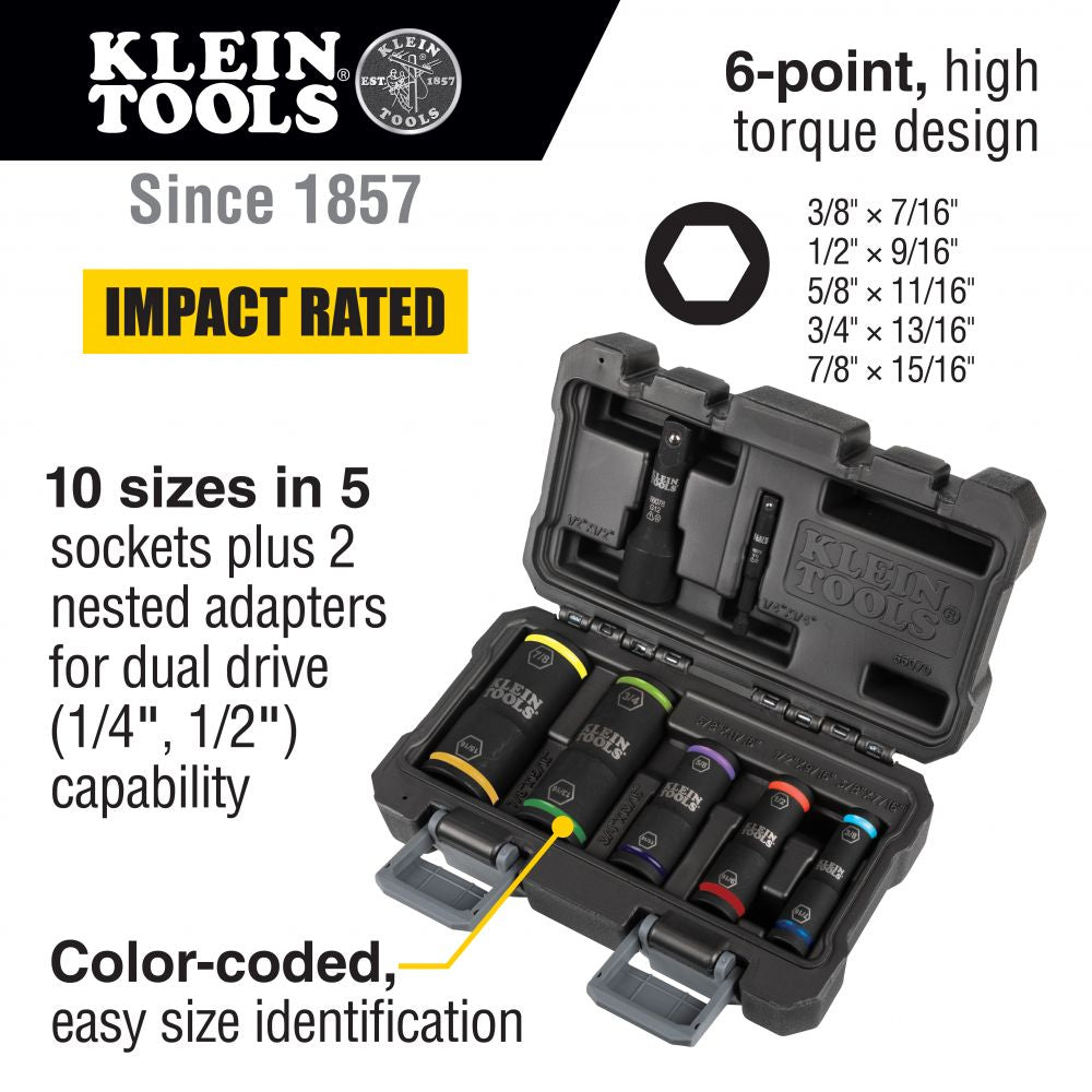 Klein Tools 66070 Flip Impact Socket Set, 7-Piece - Edmondson Supply