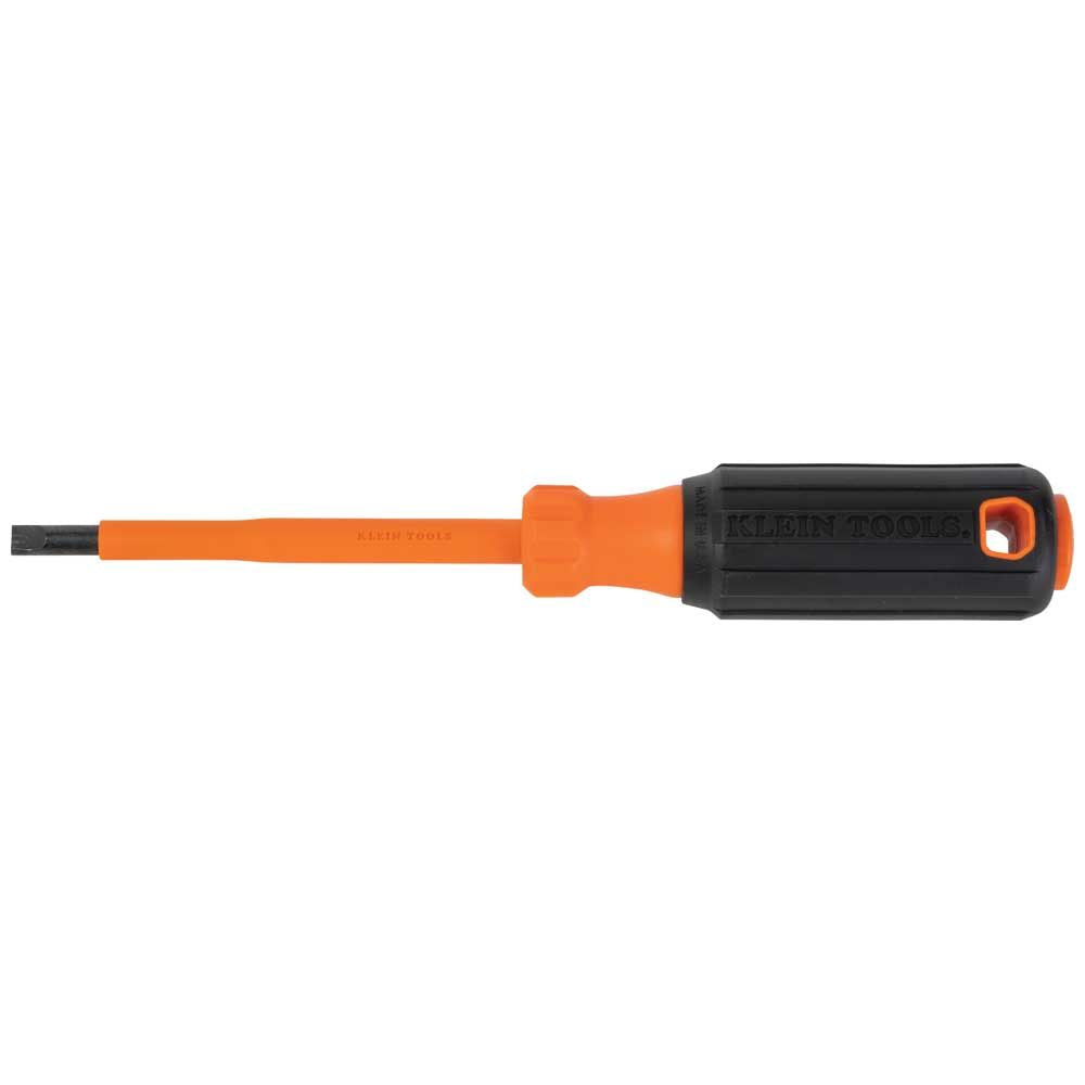 Klein Tools 6824INS Insulated Screwdriver, 1/4-Inch Cabinet Tip, 4-Inch Round Shank - Edmondson Supply