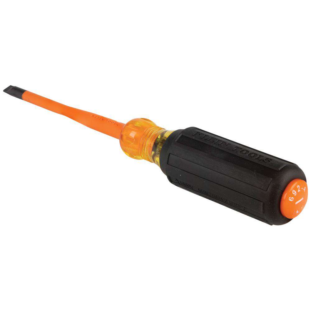Klein Tools 6924INS Slim-Tip Insulated Screwdriver, 1/4-Inch Cabinet, 4-Inch Shank - Edmondson Supply