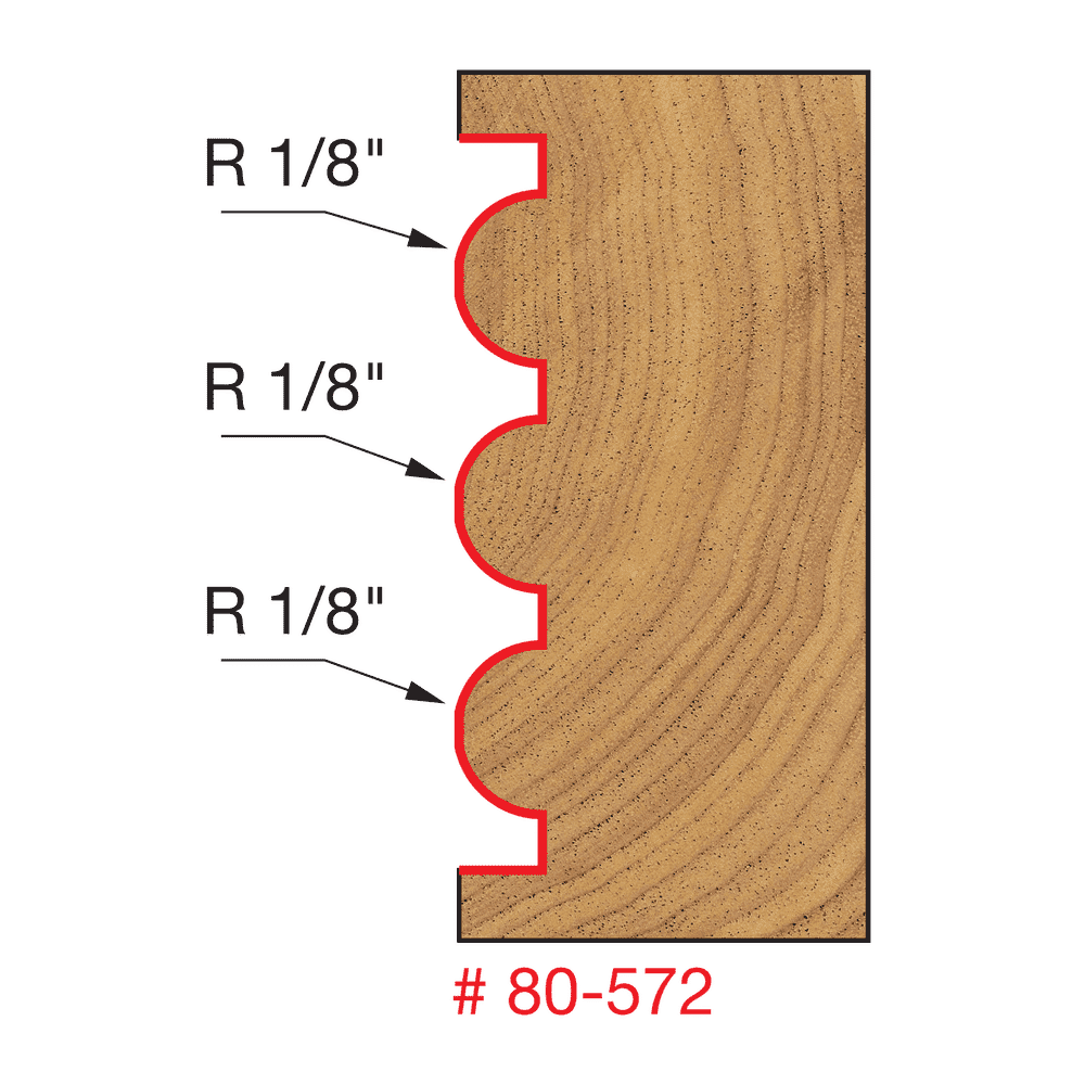 Freud 80-572 1/8" Radius Triple Beading & Fluting Bit - Edmondson Supply