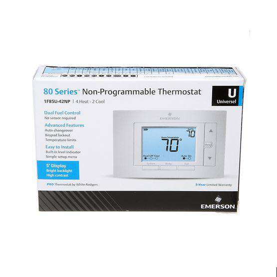 Emerson White-Rodgers 1F85U-42NP 80 Series Non-Programmable Thermostat, 4 Heat - 2 Cool - Edmondson Supply