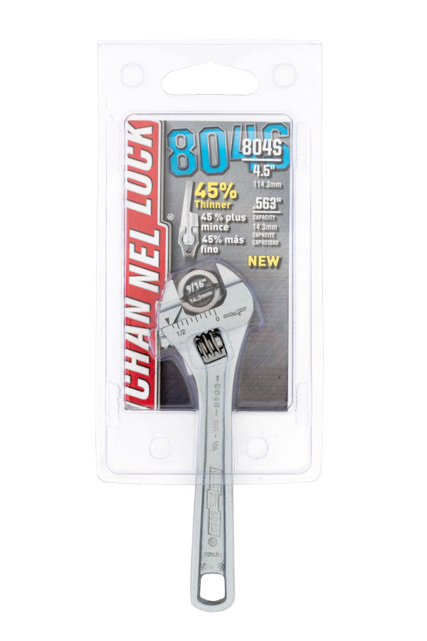 Channellock 804S 4" Chrome Extra Slim Jaw Adjustable Wrench - Edmondson Supply