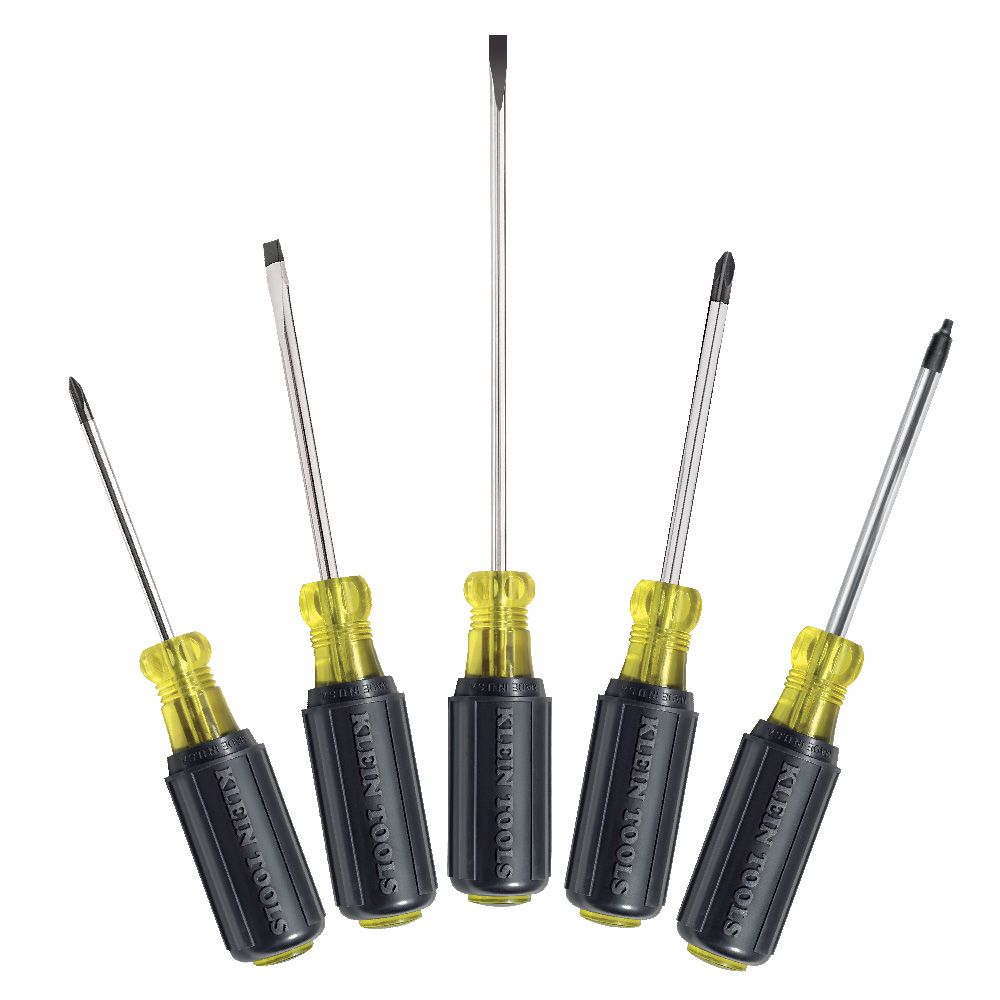 Klein Tools 85445 Screwdriver Set, Slotted, Phillips and Square, 5-Piece - Edmondson Supply